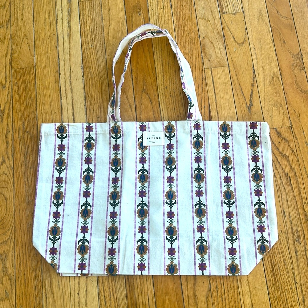 SEZANE - Large canvas tote bag.  Gorgeous colors!  NEW, never used.